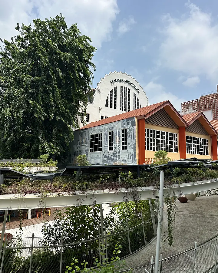 Temasek Shophouse conserved building and outdoor community garden